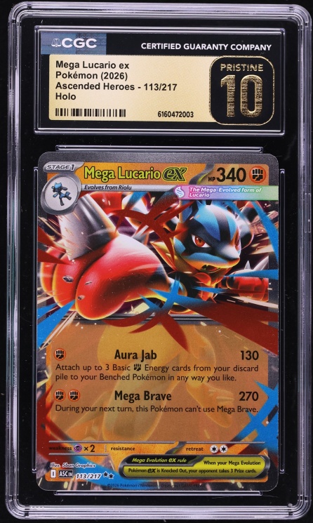 2026 Pokemon Mega Evolution Ascended Heroes Holo Mega Lucario EX #113 CGC 10 PRISTINE