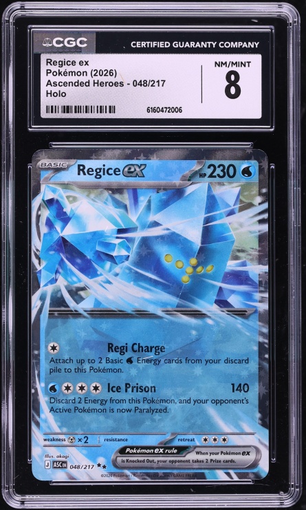 2026 Pokemon Mega Evolution Ascended Heroes Holo Regice ex #48 CGC 8 NM-MT