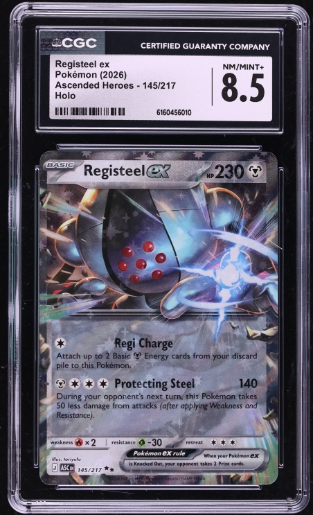 2026 Pokemon Mega Evolution Ascended Heroes Holo Registeel ex #145 CGC 8.5 NM-MT+