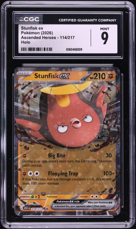 2026 Pokemon Mega Evolution Ascended Heroes Holo Stunfisk ex #114 CGC 9 MINT