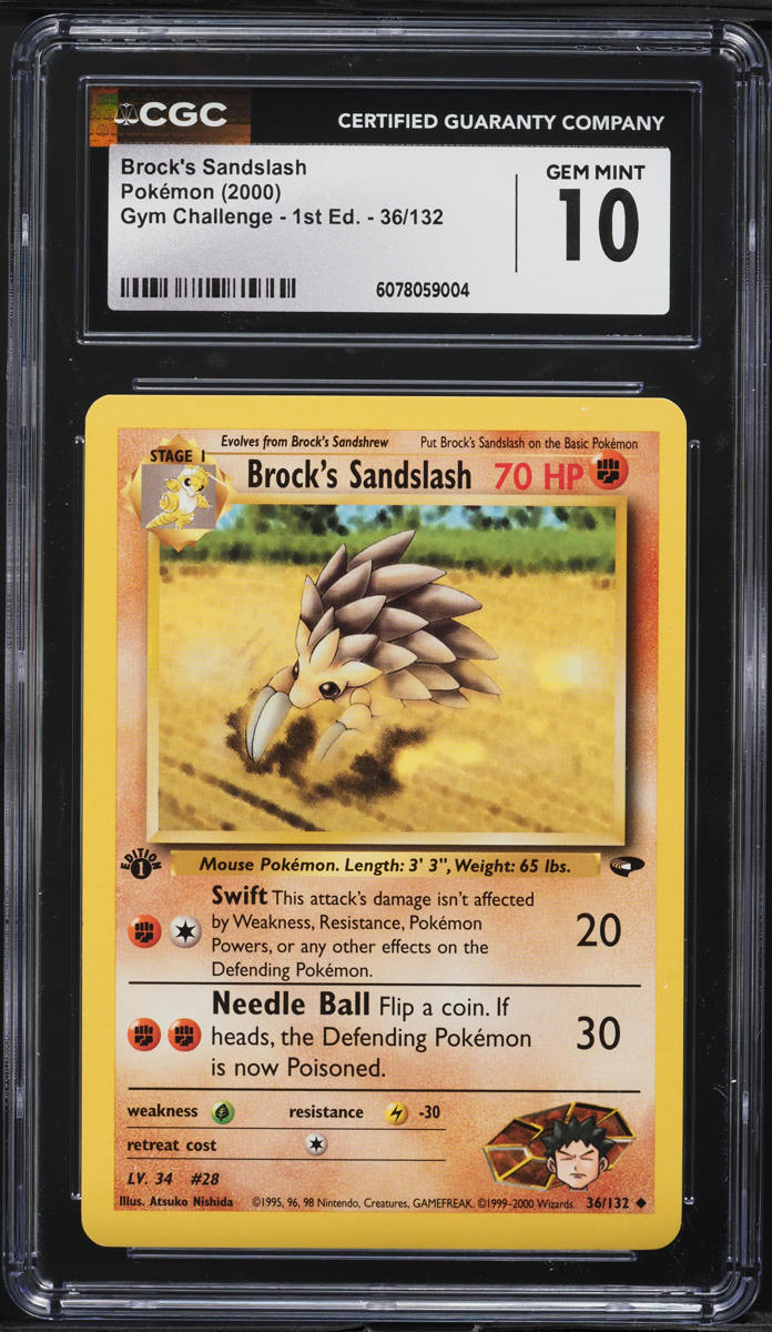 2000 Pokemon Gym Challenge 1st Edition Brock's Sandslash #36 CGC 10 GEM MINT
