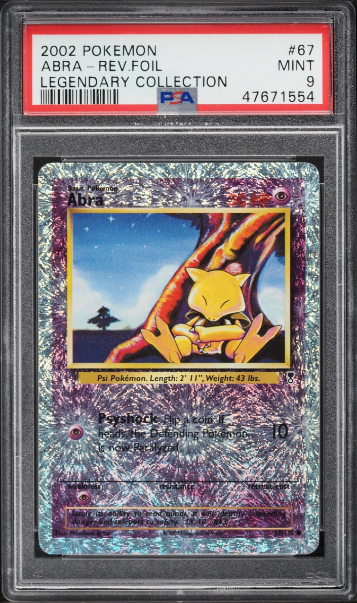 2002 Pokemon Legendary Collection Reverse Holo Abra #67 PSA 9 MINT
