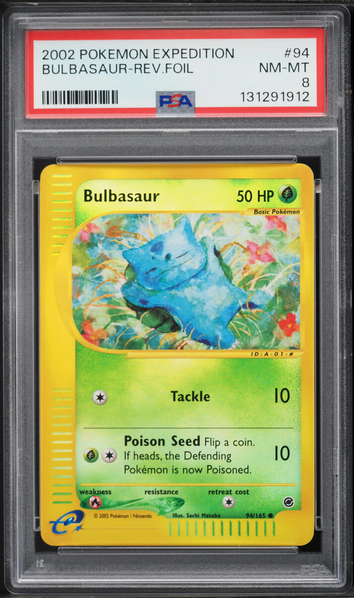 2002 Pokemon Expedition Reverse Holo Bulbasaur #94 PSA 8 NM-MT
