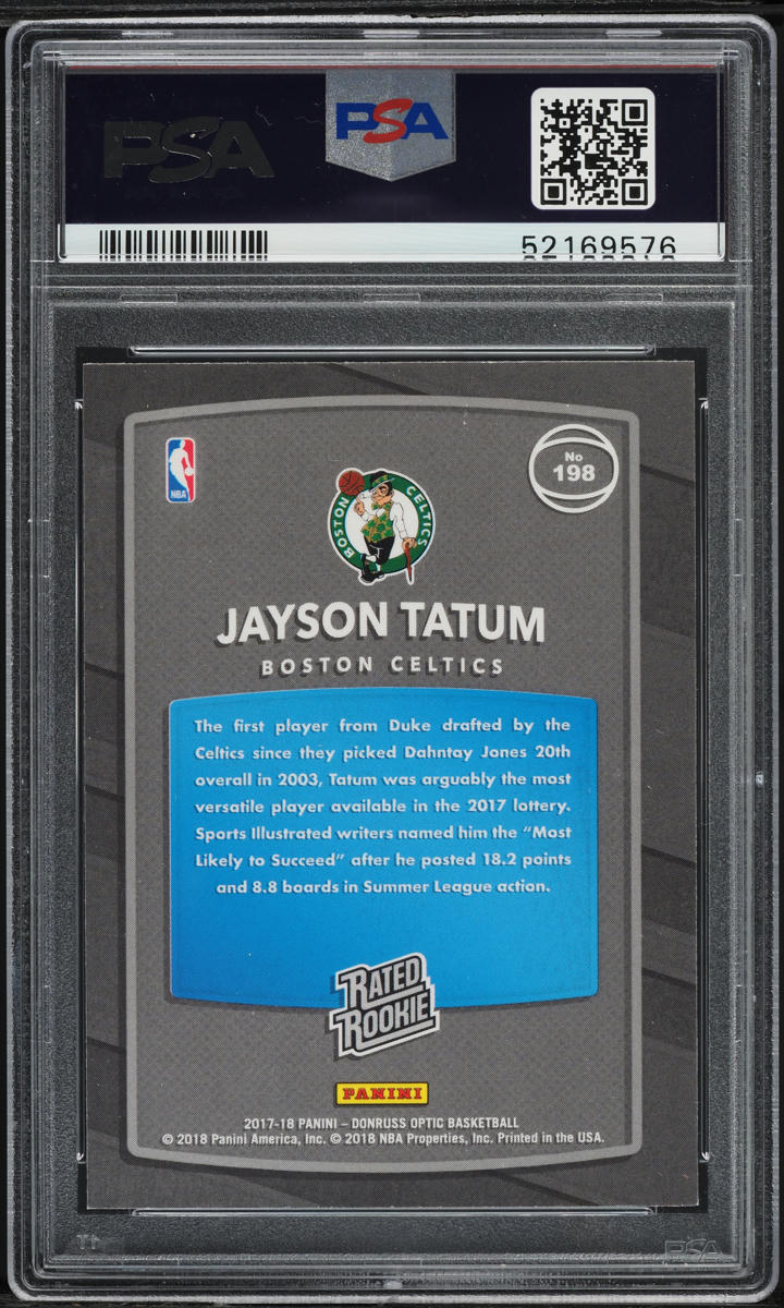 2017 Donruss Optic Jayson Tatum ROOKIE #198 PSA 10 GEM MINT