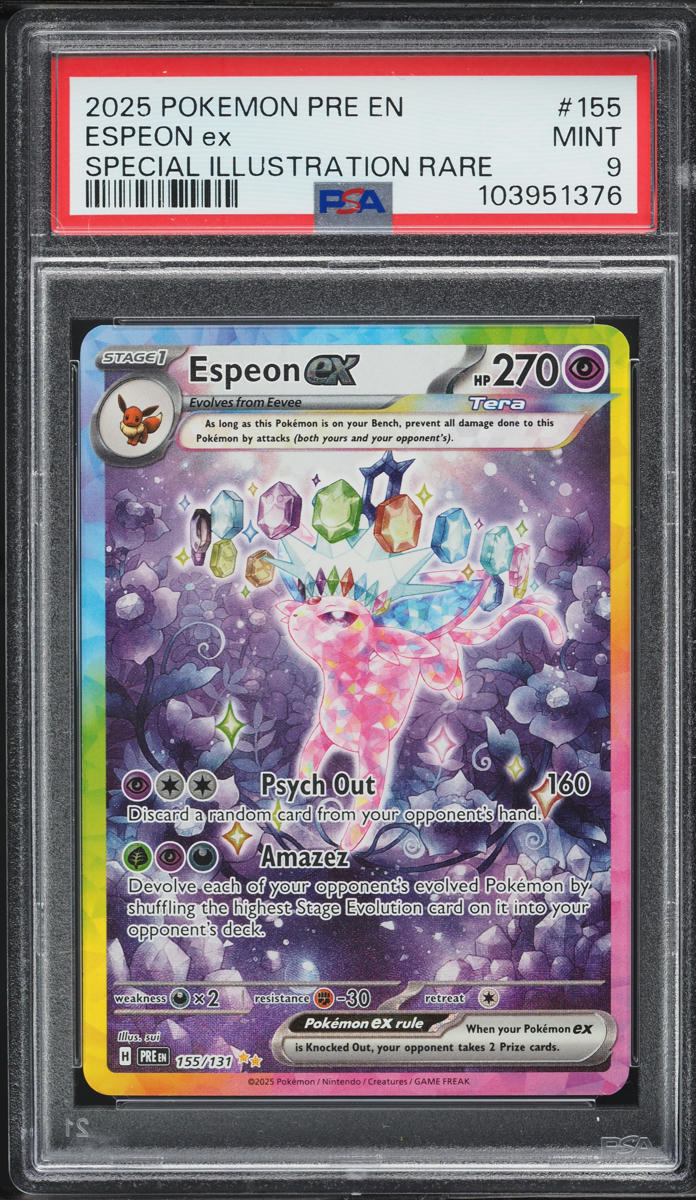 2025 Pokemon Scarlet & Violet Prismatic Evolutions SIR Espeon ex #155 PSA 9 MINT