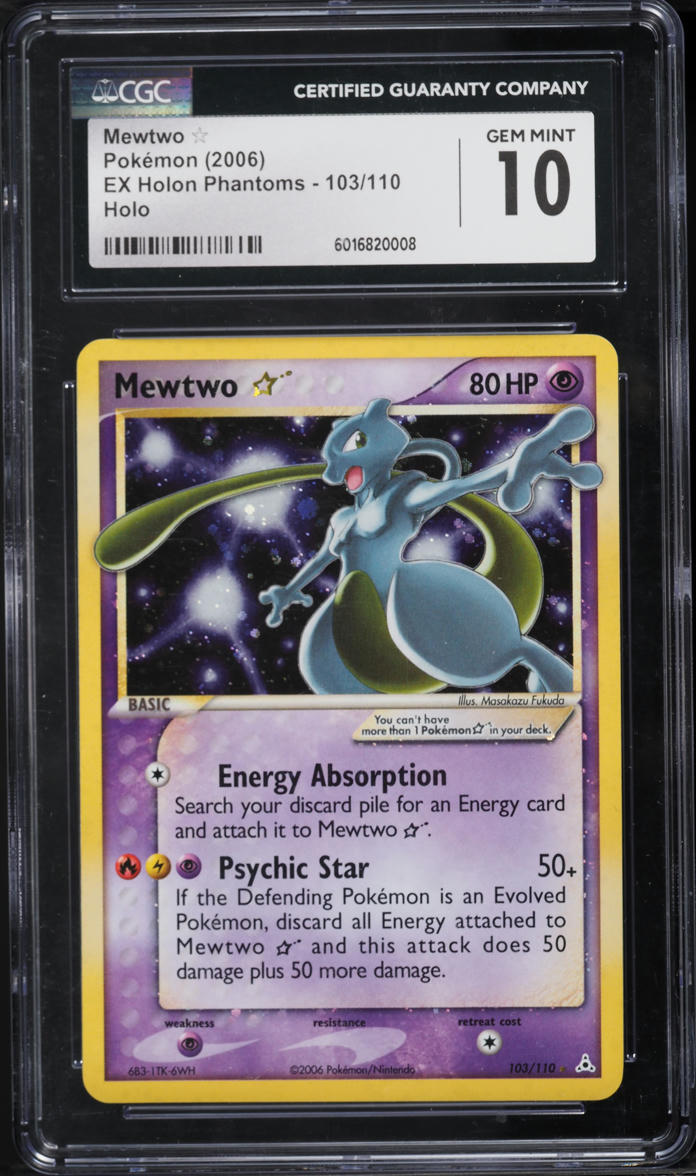 2006 Pokemon EX Holon Phantoms Holo Mewtwo Gold Star #103 CGC 10 GEM MINT