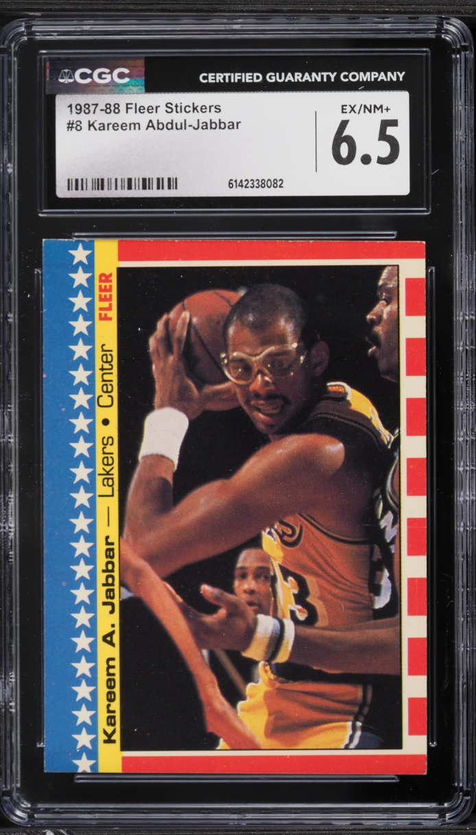 1987 Fleer Sticker Basketball Kareem Abdul-Jabbar #8 CGC 6.5 EXMT+