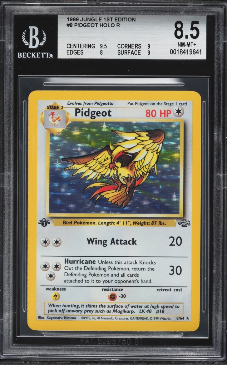 1999 Pokemon Jungle 1st Edition Holo Pidgeot #8 BGS 8.5 NM-MT+