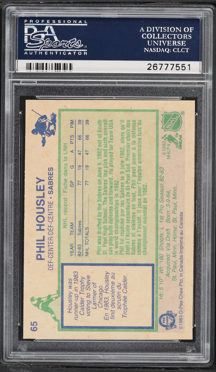 1983 O-Pee-Chee Hockey Phil Housley ROOKIE #65 PSA 9 MINT