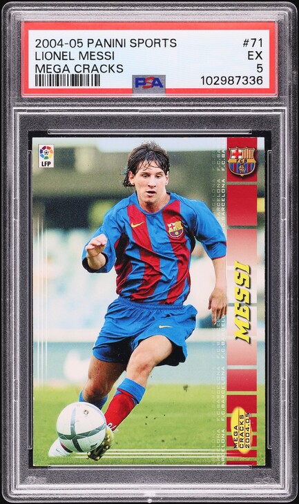 リオネルメッシ　ルーキーカード 2004 Panini Mega Cracks 2004 Panini Sports Mega Cracks La Liga Lionel Messi ROOKIE #71 PSA