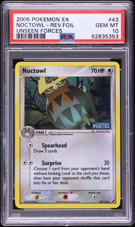 2005 Pokemon EX Unseen Forces Reverse Foil Noctowl #43 PSA 10 GEM MINT