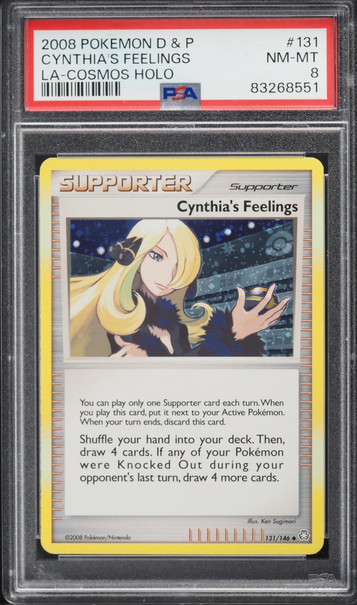 2008 Pokemon Diamond & Pearl Legends Awakened Cosmos Holo Cynthia's Feelings #131 PSA 8 NM-MT