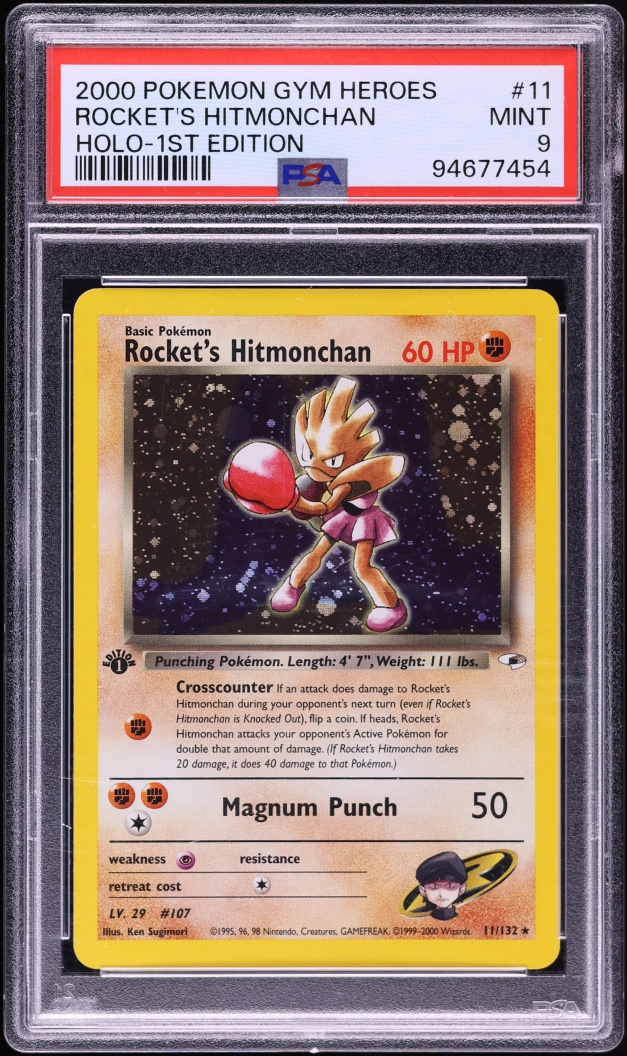 2000 Pokemon Gym Heroes 1st Edition Holo Rocket's Hitmonchan #11 PSA 9 MINT