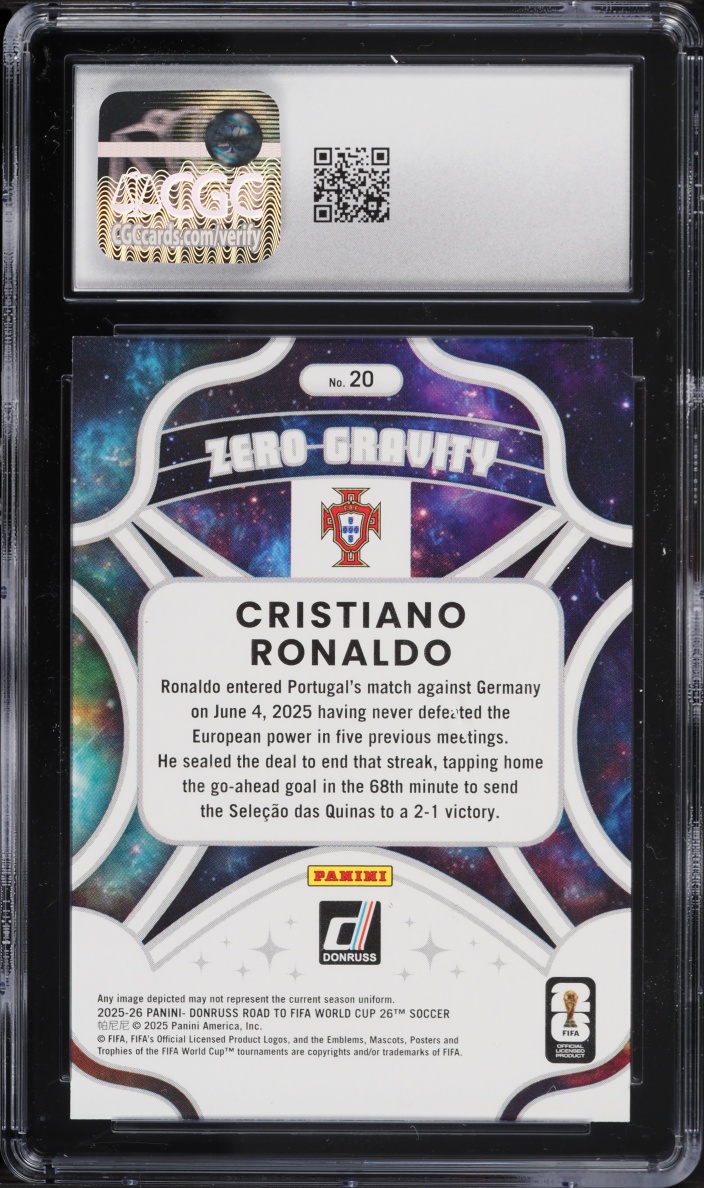 2025 Donruss FIFA World Cup Zero Gravity Cristiano Ronaldo #20 CGC 10 GEM MINT