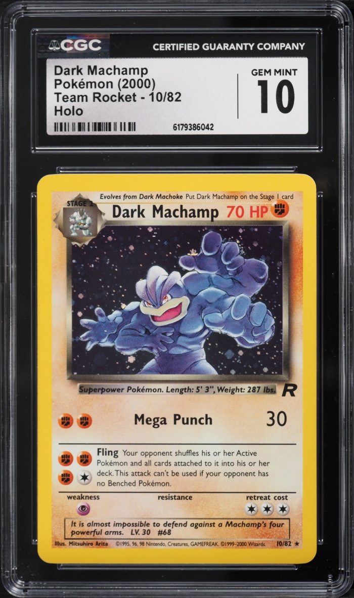 2000 Pokemon Team Rocket Holo Dark Machamp #10 CGC 10 GEM MINT
