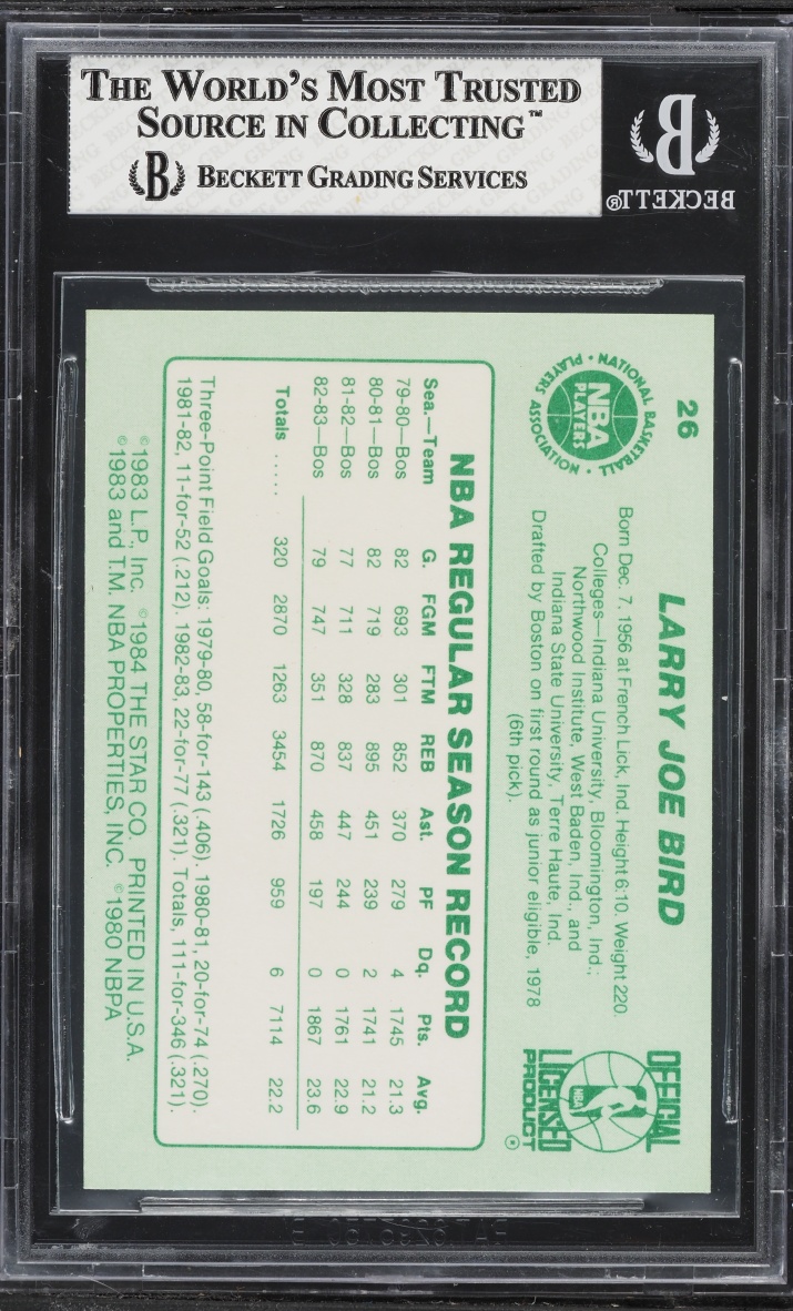 1983 Star Basketball Larry Bird SHORT PRINT #26 BGS 8 NM-MT