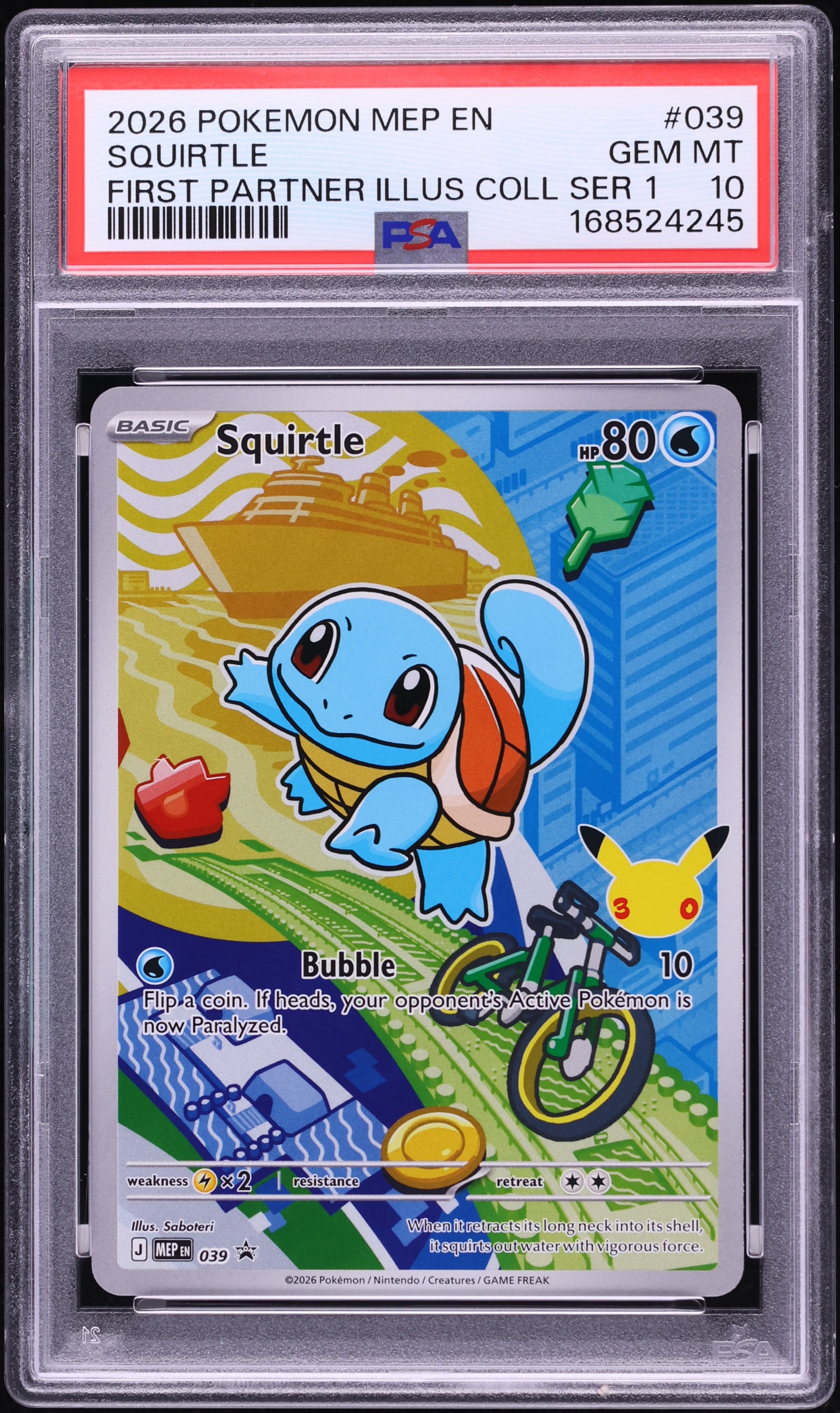 2026 Pokemon Mega Evolution Promo First Partner Illustration S1 Full Art Squirtle #39 PSA 10
