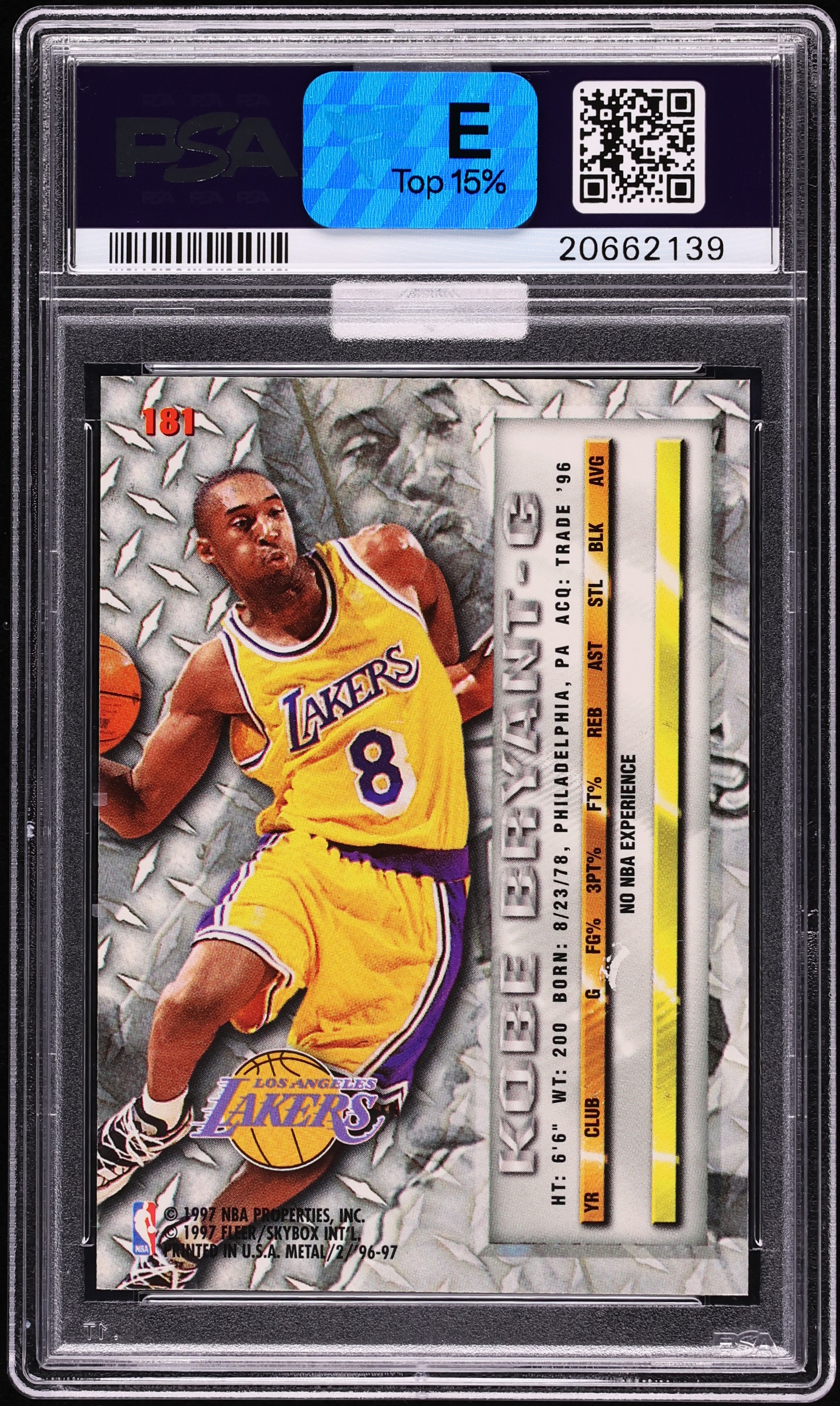 1996-97 Fleer Metal Kobe Bryant Cyber Metal Rookie RC SGC 9.5 RARE 