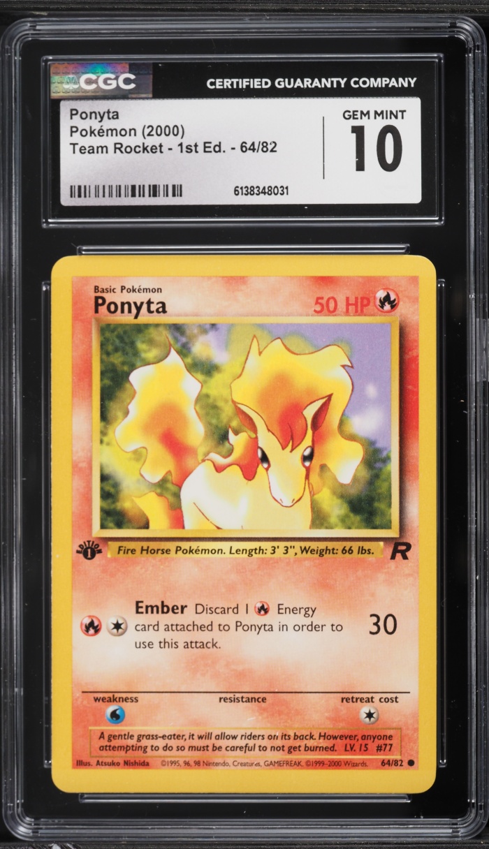 2000 Pokemon Team Rocket 1st Edition Ponyta #64 CGC 10 GEM MINT