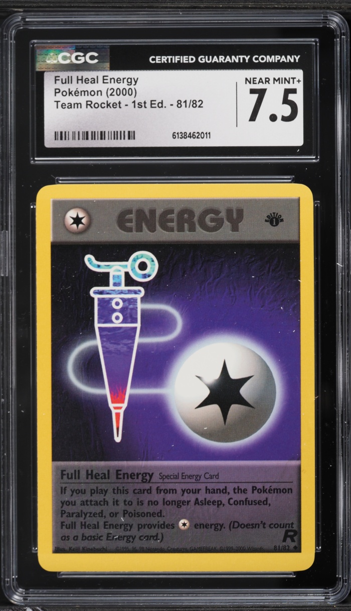 2000 Pokemon Team Rocket 1st Edition Full Heal Energy #81 CGC 7.5 NRMT+