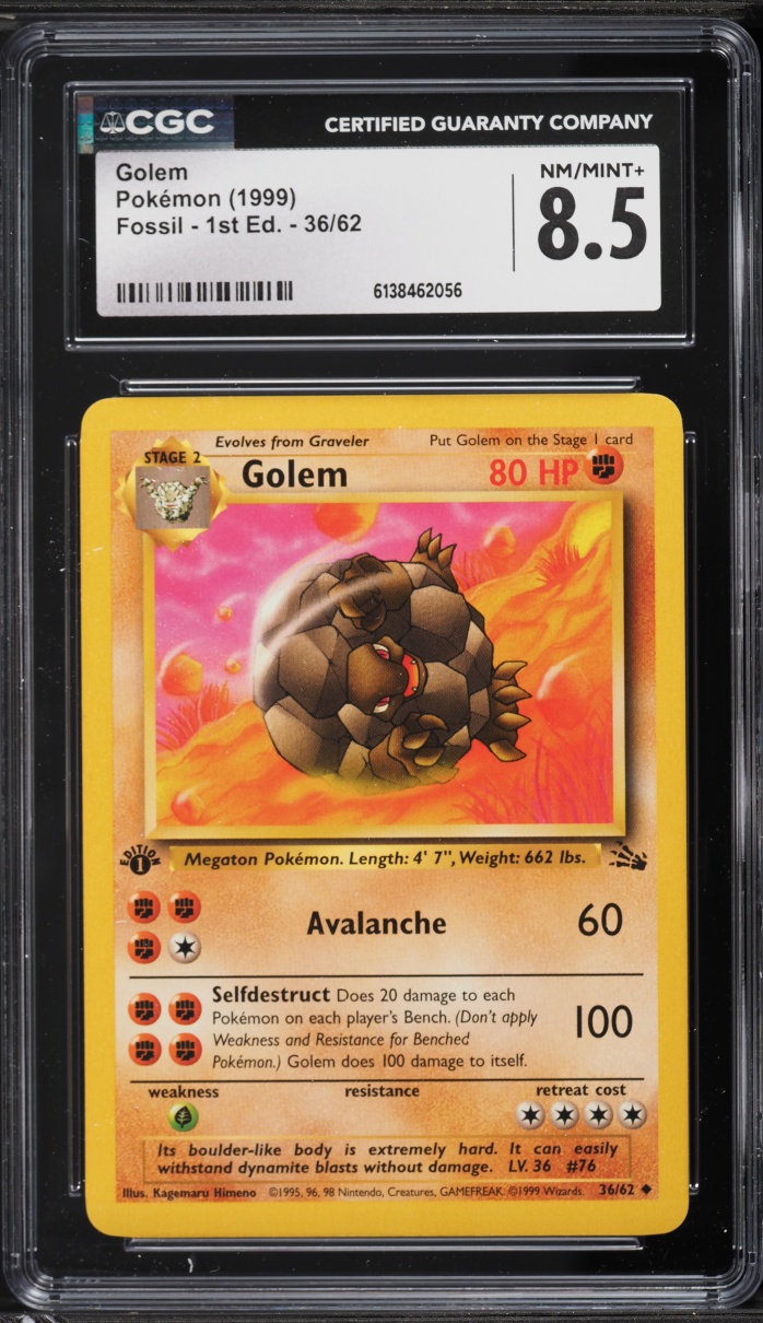 1999 Pokemon Fossil 1st Edition Golem #36 CGC 8.5 NM-MT+