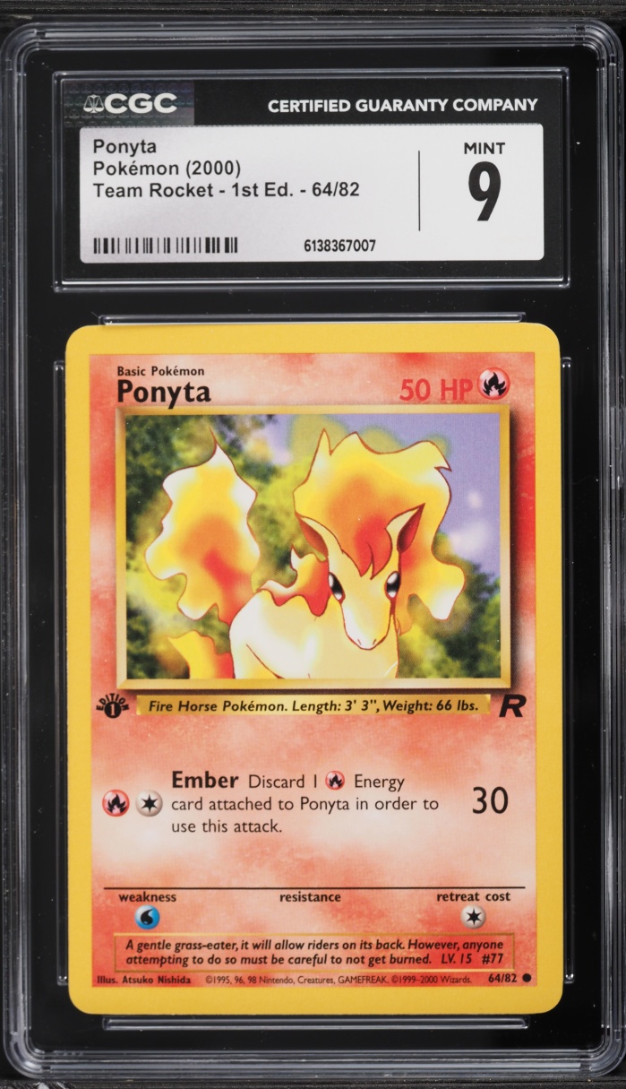 2000 Pokemon Team Rocket 1st Edition Ponyta #64 CGC 9 MINT