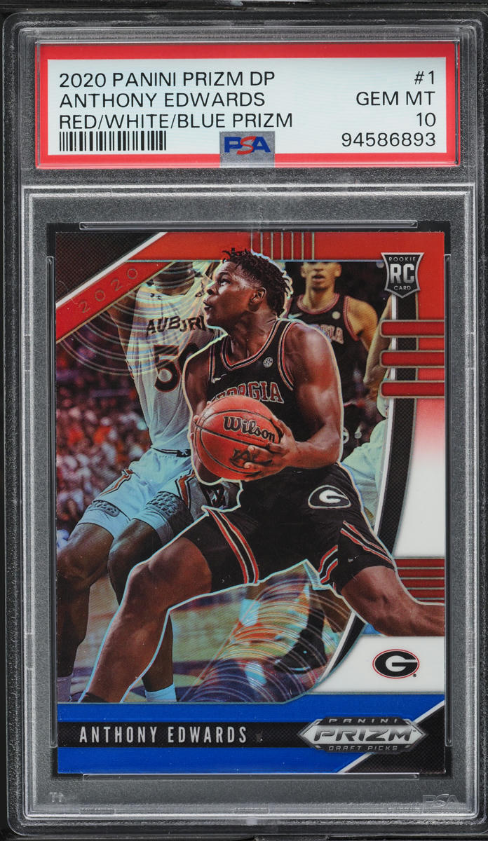 2020 Panini Prizm Draft Red White Blue Anthony Edwards ROOKIE #1 PSA 10 GEM MINT