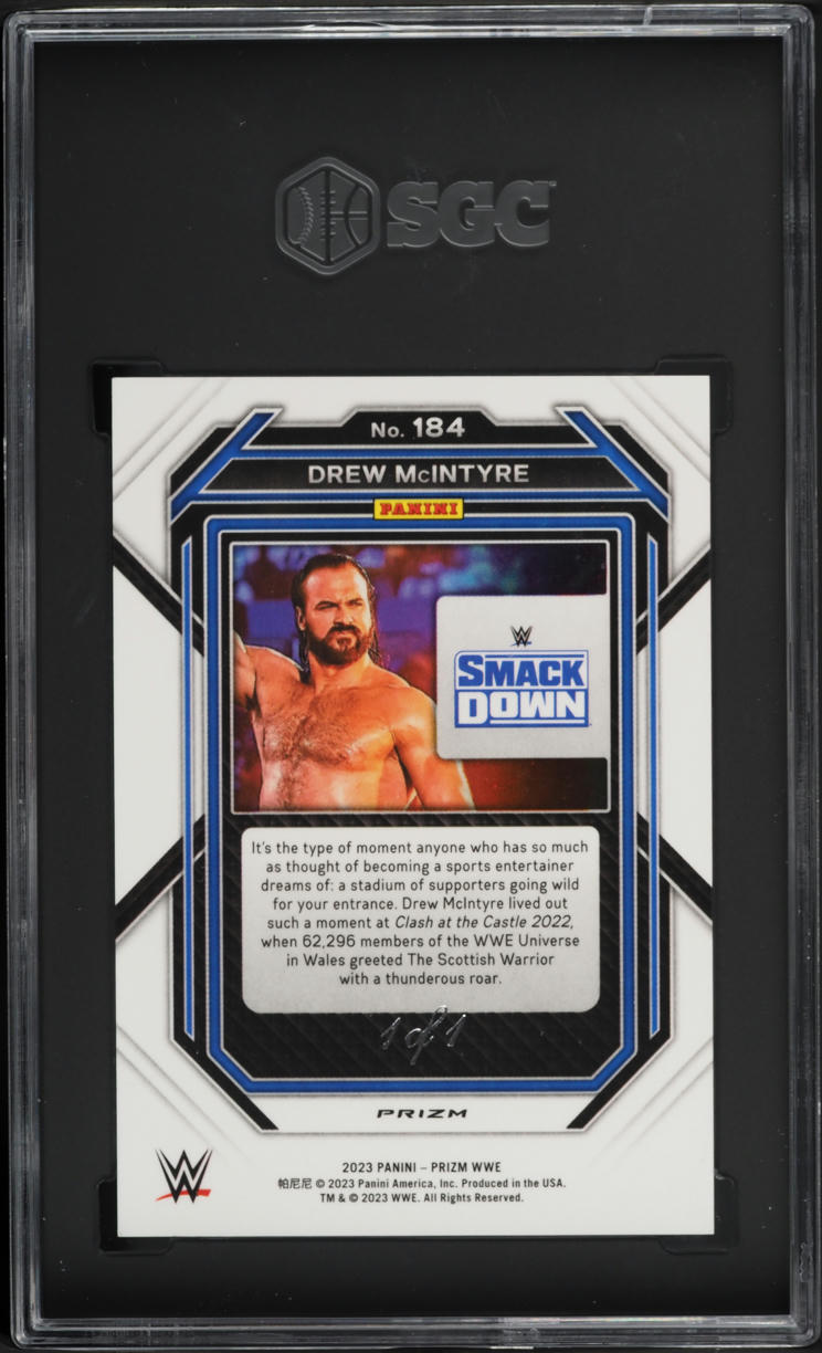 2023 Panini Prizm WWE Black Drew McIntyre 1/1 #184 SGC 10 GEM MINT
