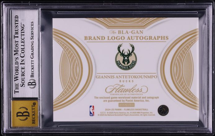 2024 Panini Flawless Brand Logo Giannis Antetokounmpo PATCH AUTO 1/1 #6 BGS 8.5 NM-MT+