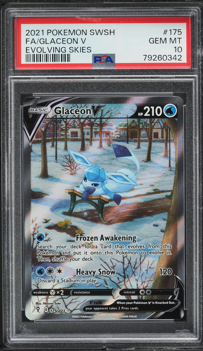 2021 Pokemon SWSH Evolving Skies Full Art Glaceon V #175 PSA 10 GEM MINT
