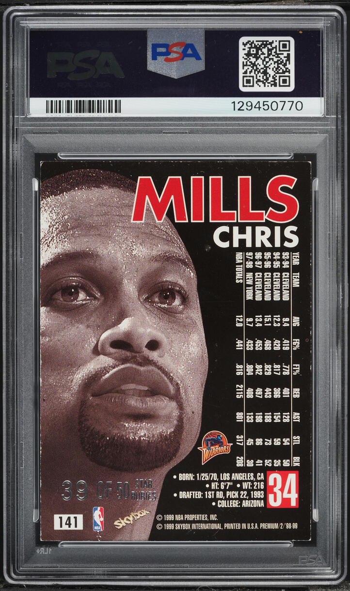 1998 Skybox Premium Star Rubies Chris Mills /50 #141 PSA 5 EX