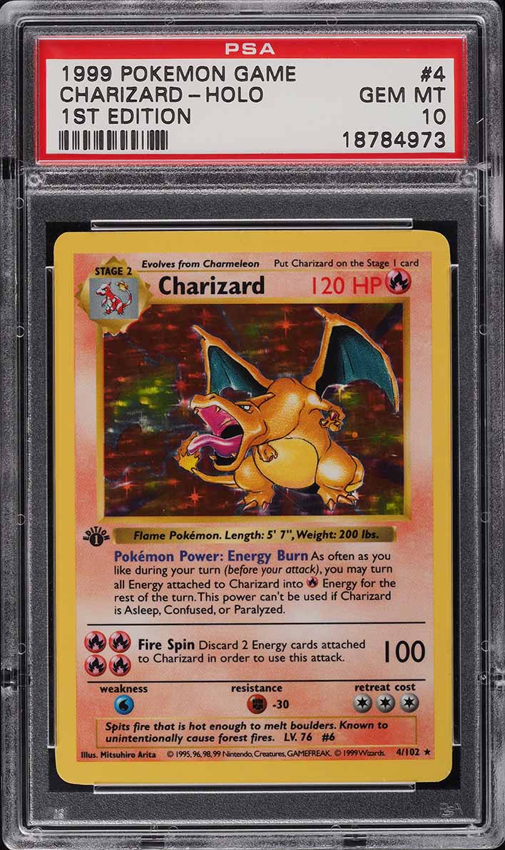 1999 Pokemon Base Set Shadowless 1st Edition Holo Charizard #4 PSA 10 ...