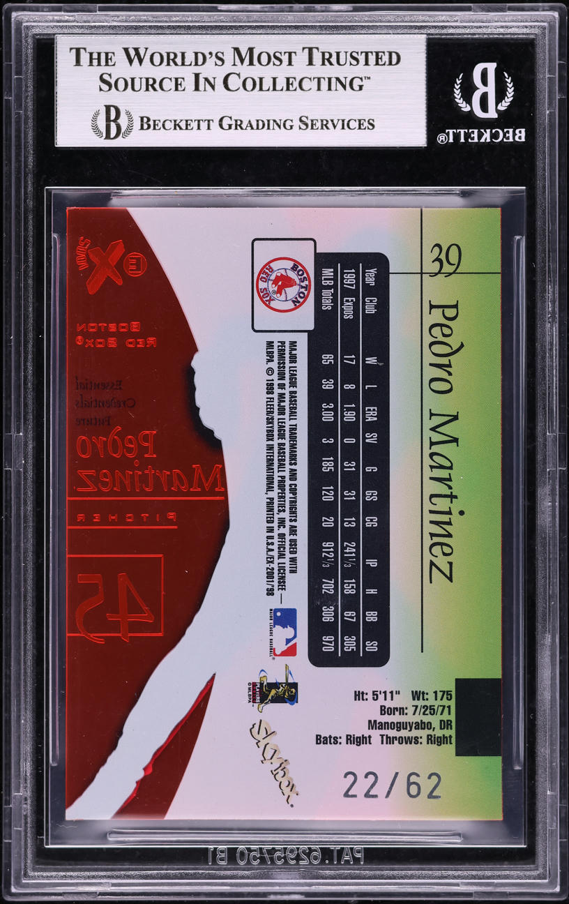 1998 Skybox E-X2001 Essential Credentials Future Pedro Martinez /62 #39 BGS 8.5