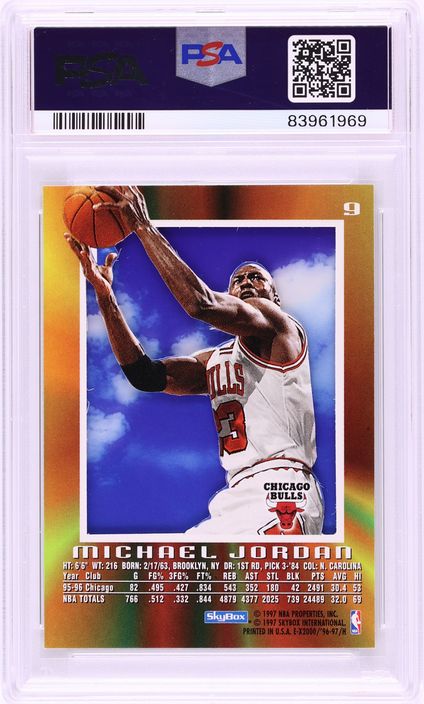 1996 Skybox E-X2000 Michael Jordan #9 PSA 8 NM-MT - Photo 2