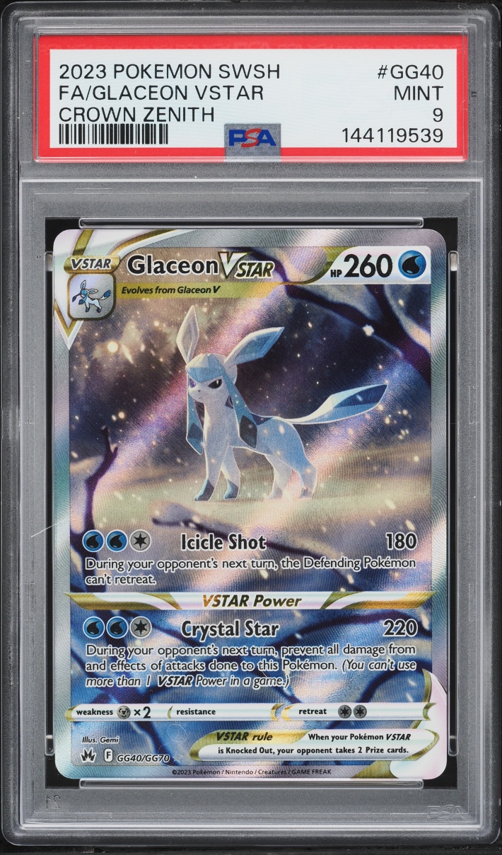 2023 Pokemon Sword & Shield Crown Zenith Alt Art Glaceon Vstar #GG40 PSA 9 MINT