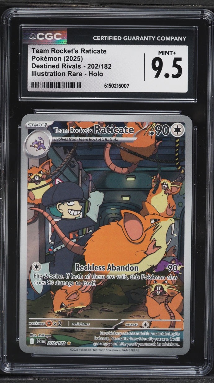 2025 Pokemon Scarlet & Violet Destined Rivals IR Team Rocket's Raticate #202 CGC 9.5 MINT+
