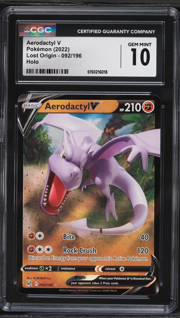 2022 Pokemon Sword & Shield Lost Origin Aerodactyl V #92 CGC 10 GEM MINT