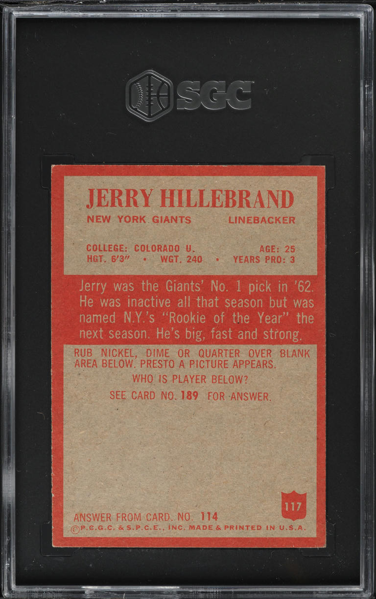1965 Philadelphia Jerry Hillebrand #117 SGC 6 EXMT