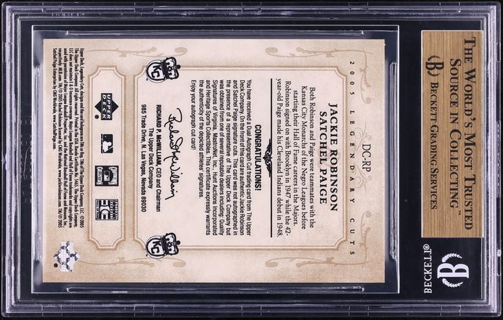 2005 SP Legendary Cuts Dual Jackie Robinson & Satchel Paige AUTO 1/4 BGS 9.5 GEM