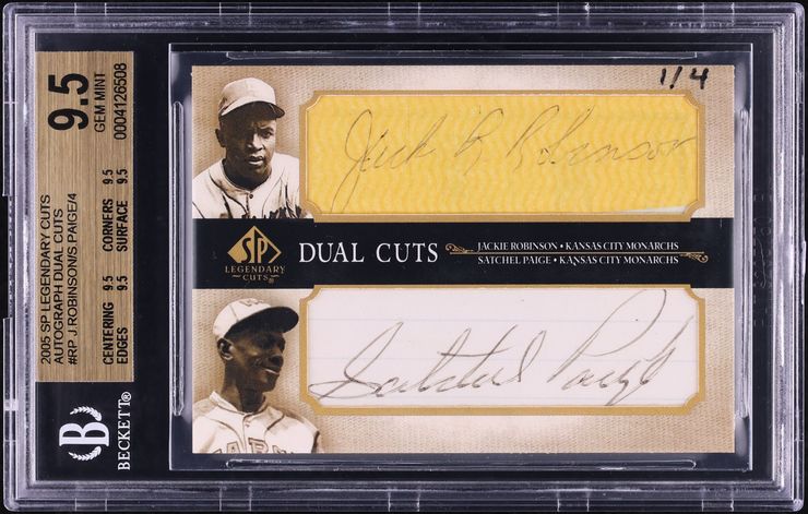 2005 SP Legendary Cuts Dual Jackie Robinson & Satchel Paige AUTO 1/4 BGS 9.5 GEM