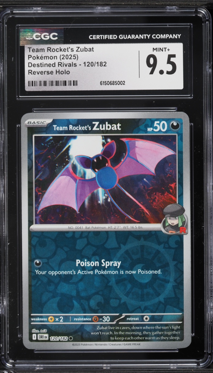 2025 Pokemon Scarlet & Violet Destined Rivals Reverse Holo Team Rocket's Zubat #120 CGC 9.5