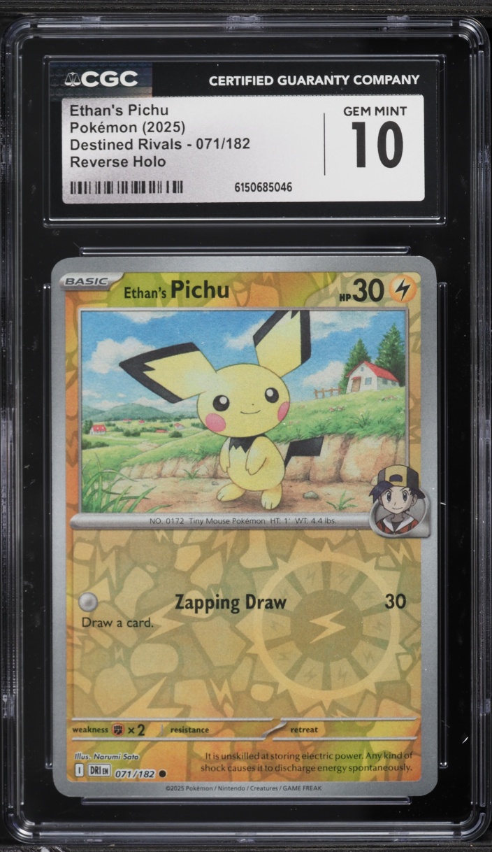 2025 Pokemon Scarlet & Violet Destined Rivals Reverse Holo Ethan's Pichu #71 CGC 10 GEM MINT