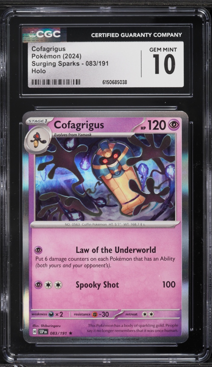 2024 Pokemon Scarlet & Violet Surging Sparks Holo Cofagrigus #83 CGC 10 GEM MINT