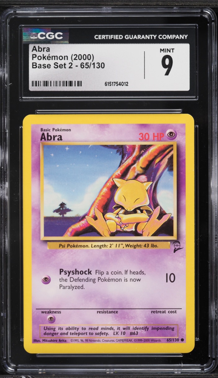2000 Pokemon Base Set 2 Abra #65 CGC 9 MINT