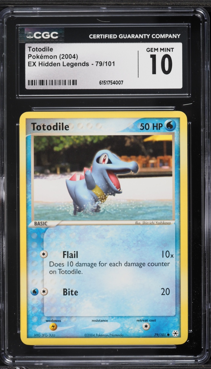 2004 Pokemon Ex Hidden Legends Totodile #79 CGC 10 GEM MINT