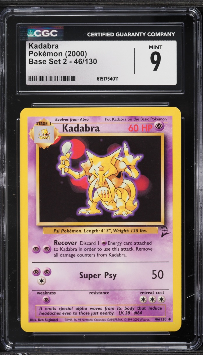 2000 Pokemon Base Set 2 Kadabra #46 CGC 9 MINT