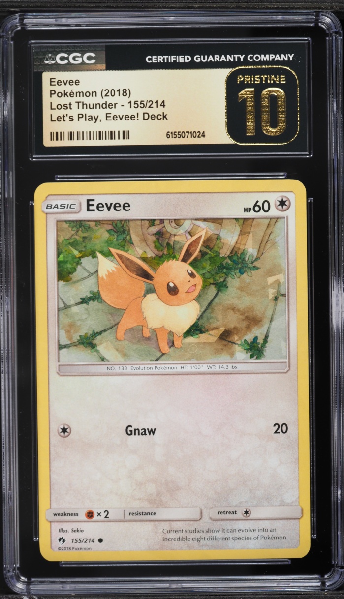 2018 Pokemon Sun & Moon Lost Thunder Let's Play Cracked Ice Holo Eevee #155 CGC 10 PRISTINE