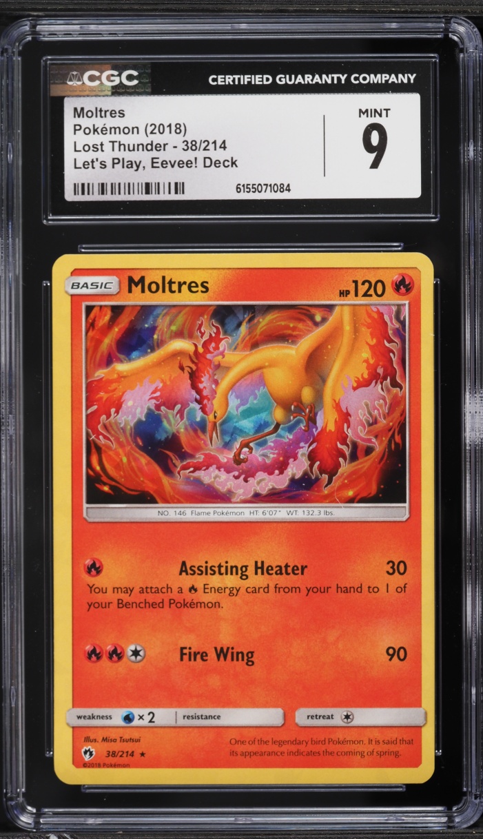 2018 Pokemon Sun & Moon Lost Thunder Let's Play Deck Moltres #38 CGC 9 MINT