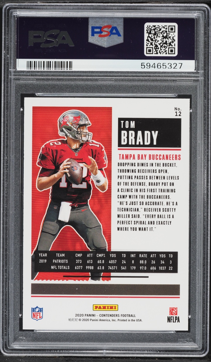 2020 Panini Contenders Season Ticket Tom Brady #12 PSA 10 GEM MINT