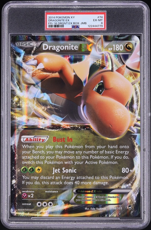 2014 Pokemon XY Furious Fists Jumbo Holo Dragonite EX #74 PSA 6 EXMT